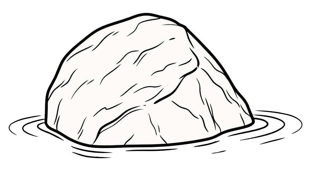 Morris, a rock in the White River